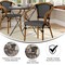 Merrick Lane Sacha Stacking Thonet Bistro Style Chair with Arms, PE Rattan Seat, and Bamboo Finished Metal Frame for Indoor/Outdoor Use